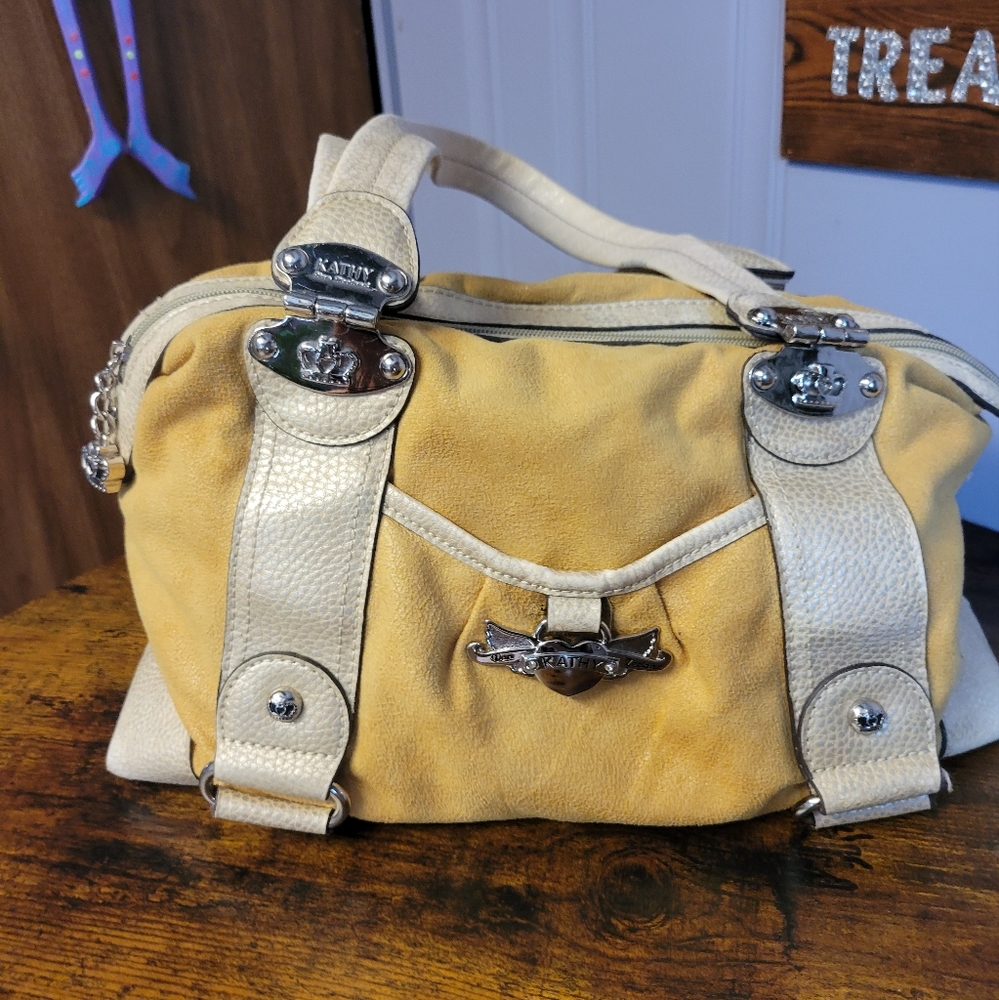 Kathy Van Zeeland shoulder Bag silver tone hardware-yellow - Picture 2 of 16